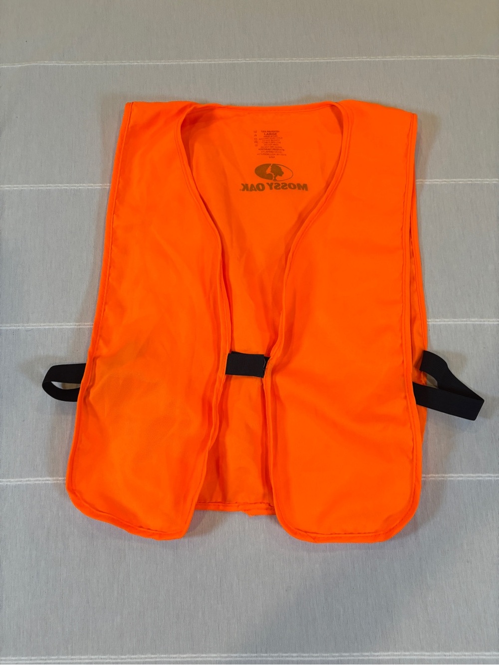 Mossy‎ Oak Blaze Orange Hunting Safety Vest Size Large Made in USA Polyester